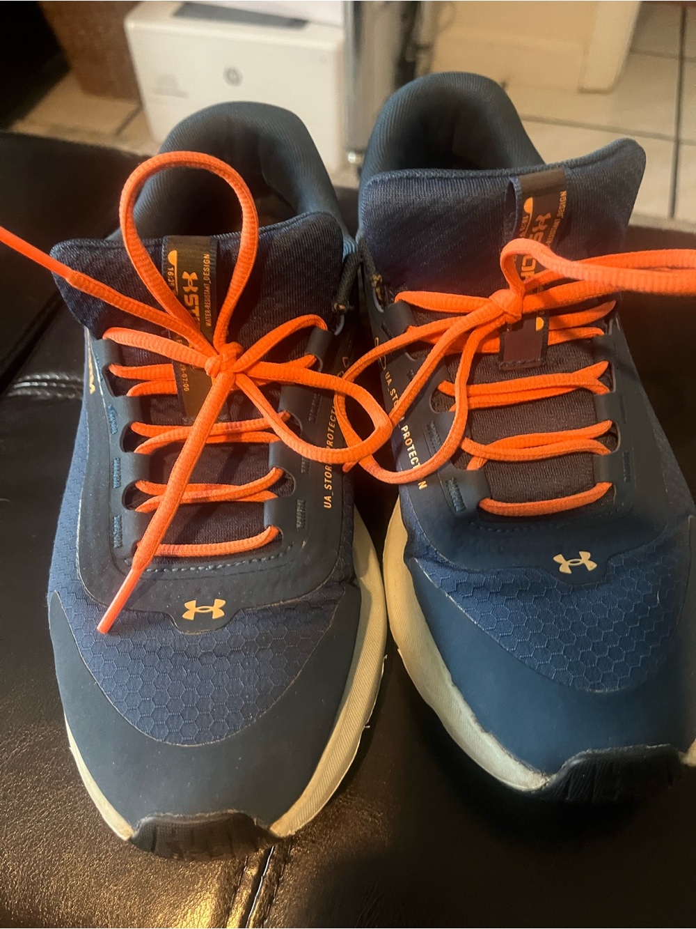 Under Armour Navy Blue and Orange Athletic Shoes